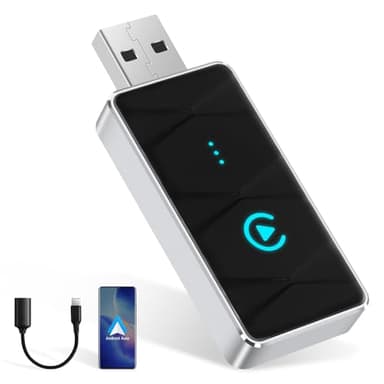 Adattatore wireless Android per auto, convertire Wired Android Auto in Wireless, Wireless Android Auto Adattatore per vivavoce per auto, USB C/A super veloce e stabile