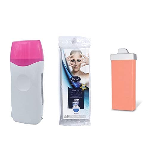Skin System Kit Depilazione - Manipolo Scaldacera + 100 Strisce Epilazione + Cera Rullo Baffetti
