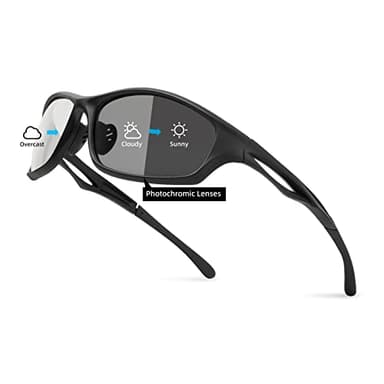 Bloomoak I migliori occhiali da sole sportivi polarizzati per Cool Black/Protezione UV/Telaio infrangibile TR90 - Per la guida notturna/corsa/ciclismo/golf (fotocromatico)