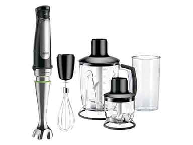 Braun MQ7045X MultiQuick7 Minipimer con 5 ANNI DI ASSISTENZA, Frullatore ad Immersione dotato di, frusta a filo, 2x tritatutto 350ml e 1.2L, frusta, bicchiere, bicchiere graduato 600ml, 1000W