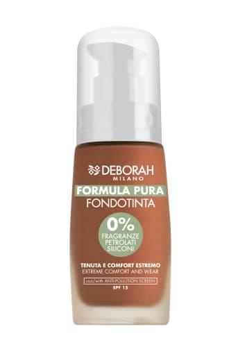 Deborah Fondotinta Formula Pura N.06 Caramel Senza Parabeni, Tenuta e Comfort Estremi con Filtro Anti Inquinamento, SPF15-30 ml
