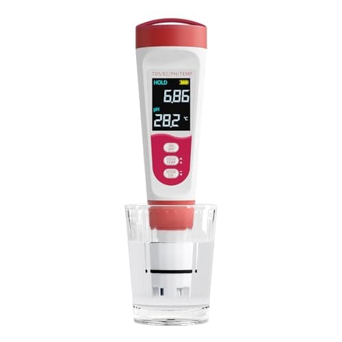 Flysocks pH Metro 4 In 1, Tester di Qualità dell'acqua per Ph/Tds/Ec/Temperatura, pH Metro Digitale IP67 con Calibrazione Automatica e LCD Retroilluminato per Idroponi, Giardino