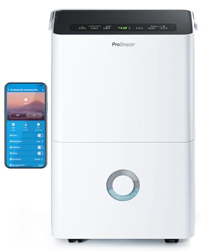 Pro Breeze Deumidificatore Casa Muffa 30L/giorno, display digitale dell'umidità, Drenaggio continuo, Timer 24 ore, Funzione di sbrinamento automatico - Ideale per umidità e condensa