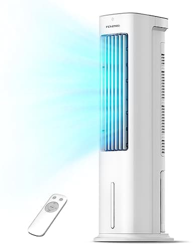PELONIS Raffreddatore d'aria con raffreddamento ad acqua, aria condizionata mobile, ventilatore da 5 l con raffreddamento ad acqua, umidificatore con telecomando, 355 m³/h, condizionatore d'aria senza