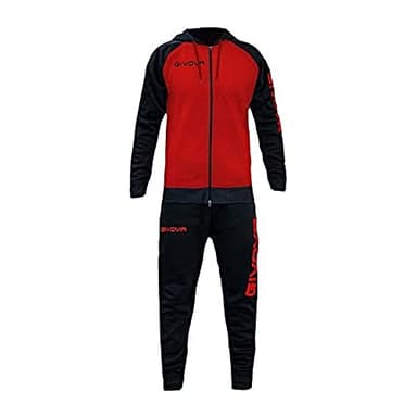 GIVOVA TUTA SUPER KING FELPA ROSSO/NERO Tg. L