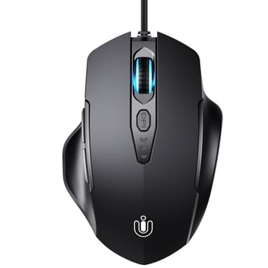 Uineer Mouse cablato per aziende, 7200 DPI Regolabile, 4 retroilluminazione a LED,mouse USB cablato con 6 pulsanti, Mouse PC, Laptop, Lavoro e Giochi,Nero opaco