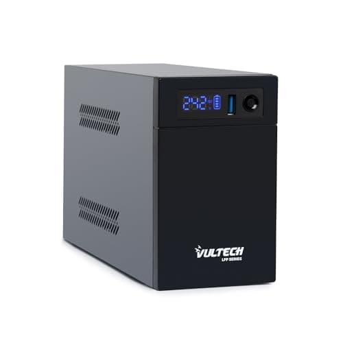 VulTech UPS1000VA-LFP Gruppo di continuità UPS Serie LFP al litio 1000VA 530Watt con batterie al litio Garanzia 2 anni, protezione da Blackout sbalzi di tensione per Pc videosorveglianza, AVR