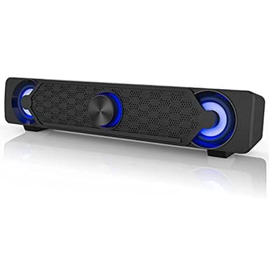 Smalody Altoparlanti PC, USB Soundbar, Altoparlante da Gioco Con Fantastiche Luci LED, Altoparlante Multimediale Perfetto per Giochi per PC, Computer, Desktop, Laptop
