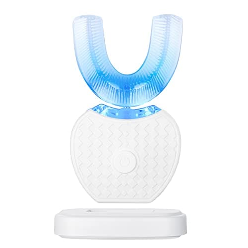 Spazzolino elettrico ultrasonico, Spazzolino elettrico ultrasonico automatico 360°, Strumento di sbiancamento freddo spazzolino da denti automatico (White, 1)