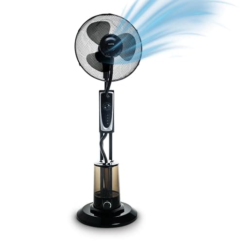 Innoliving Ventilatore a Piantana con Nebulizzatore INN-531, 3 Velocità, Getto Regolabile, Serbatoio 3L, Oscillazione e Inclinazione Regolabile, Timer 60 Min, Potenza 75W, Base Rotonda, Design Classic