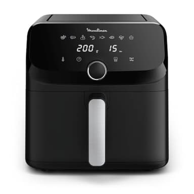 Moulinex Easy Fry Mega, Friggitrice ad Aria 7.5 Litri a Ridotto Consumo Energetico per Famiglie, Cestello Antiaderente Lavabile in Lavastoviglie, Design Compatto, 8 Modalità, App Ricette, EZ8558