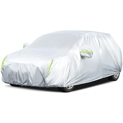 LOETAD Telo Copriauto, Felpato Impermeabile Antipolvere Anti UV Anti Vento 435 x 180 x 160cm Telo per Auto a 2 Volumi Universale Interno in Cotone - Argento