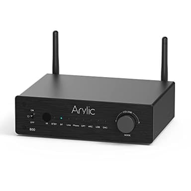 Arylic Amplificatore B50 con Bluetooth, amplificatore stereo, 2 canali 50 W*2 Home Audio AMP, con HDMI, ARC, Opt, DAC, ingresso Phono. Supporta la trasmissione e la ricezione di musica ad alta