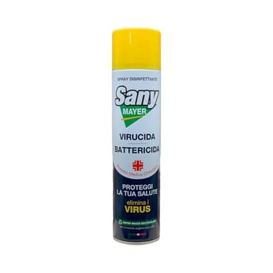 Spray Disinfettante Igienizzante Virus, Batteri, Funghi"SANYMAYER" 400 ml| Spray Sanificante Dell'Aria, Aspirapolvere, Condizionatore, Climatizzatore Auto, Virucida, Battericida e Funghicida. (1)