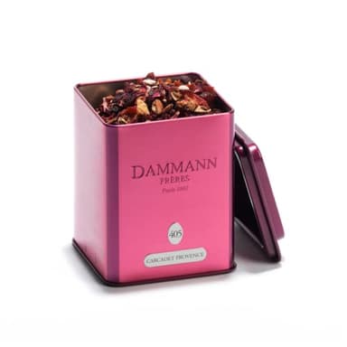 Dammann Frères | Karkadè Fiori Ibisco e Pesca in Foglie | Infuso Karkadè Mela, Arancia, Albicocca - 100 Gr | Tisana Senza Caffeina | Carcadet Provence Lattina