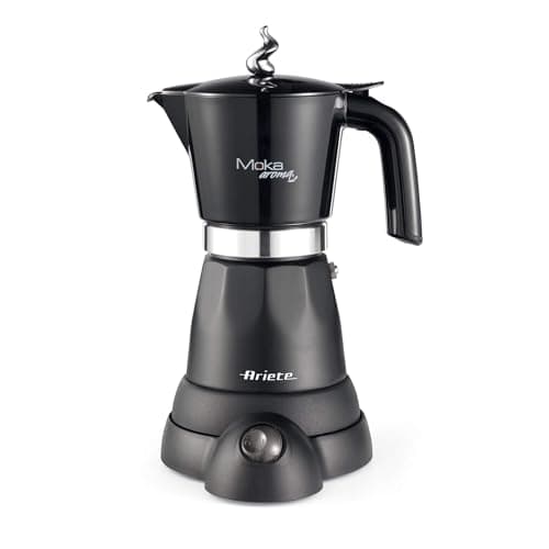 Ariete 1368 Aroma - Moka Elettrica con Autospegnimento - 4/6 tazze - Mantenimento temperatura fino a 30' - 480 Watt - Nero