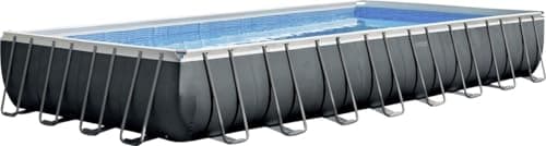 Intex 26374GN – Piscina Fuori Terra Ultra XTR Frame Rettangolare, Pompa Filtro 10500 L/h, Scaletta, Telo Base e Copertura, 54368 L, Acciaio e PVC, Grigio, 975x488x132 cm