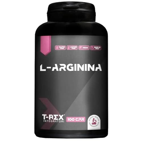 T-Rex Integratori L-Arginina 1000mg ad alto dosaggio 100 compresse di pura Arginina HCl | Integratore alimentare per sportivi pre workout potente