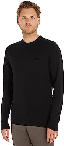 Tommy Hilfiger PIMA ORG CTN CASHMERE CREW NECK MW0MW28046, Maglioni Uomo, Nero (Black), XL