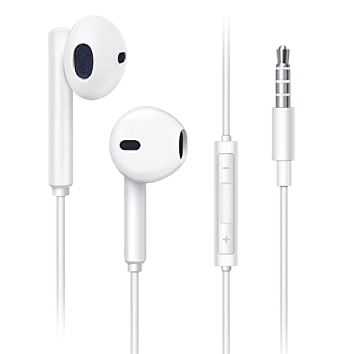 K&J Auricolari con Filo,Cuffiette Sport in-Ear Stereo con Microfono,Resistente al Sudore,Isolamento del Rumore,Bassi Potenti,Compatibile con tutti i dispositivi per cuffie da 3,5 mm