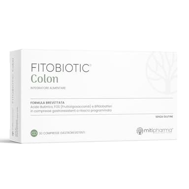 FITOBIOTIC® Colon | Intestino Irritabile | IBS | Dolore e Gonfiore Addominale, Stitichezza e Gas | Acido Butirrico | Fermenti Lattici Probiotici per intestino | Studi Clinici | 100% Vegan | 30 CPR