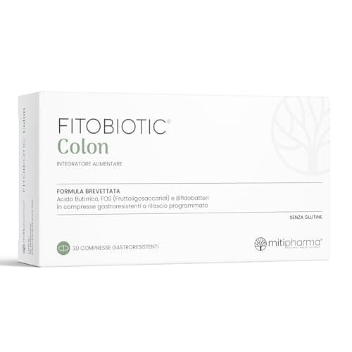 FITOBIOTIC® Colon | Intestino Irritabile | IBS | Dolore e Gonfiore Addominale, Stitichezza e Gas | Acido Butirrico | Fermenti Lattici Probiotici per intestino | Studi Clinici | 100% Vegan | 30 CPR