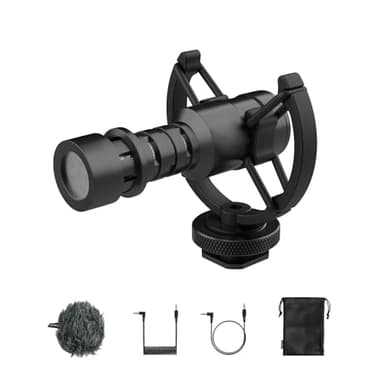 SYNCO Microfono direzionale su fotocamera, DSLR Videomic, microfono esterno 3,5 mm TRS/TRRS con protezione antivento per Canon Sony Nikon Panasonic Camcorder Smartphone cellulare Mic-M1S