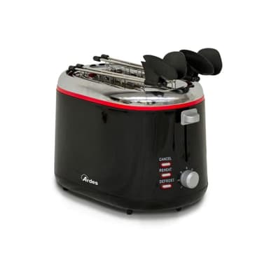 ARDES - AR1T25 Tostapane Con Pinze Per Toast Farciti 3 Funzioni Cottura E Timer Con Pinze Estraibili In Acciaio Inox Raccogli Briciole Removibile E Avvolgicavo Nero