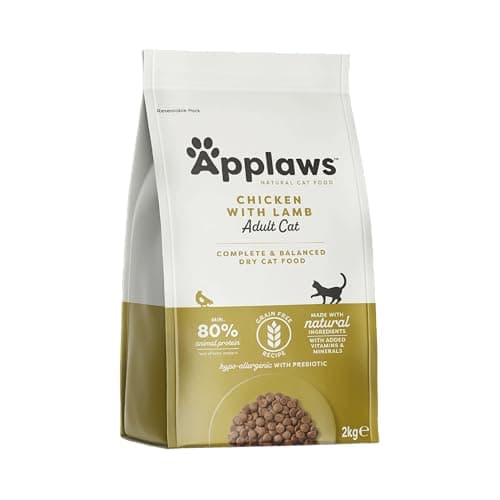 Applaws Alimenti completi per gatti adulti secchi e senza cereali di Applaws, pollo con agnello extra - sacchetto richiudibile da 2 kg