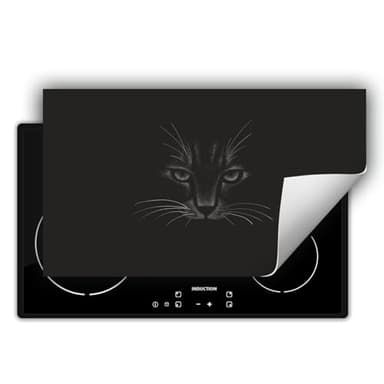 DarHaus Copri piano cottura induzione 90x52 cm - Tappetino antiscivolo avvolgibile per induzione - nero - gatto