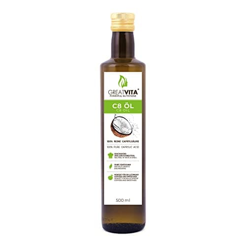 Olio MeaVita C8, a base di olio di cocco, olio MCT acido caprilico, 500 ml