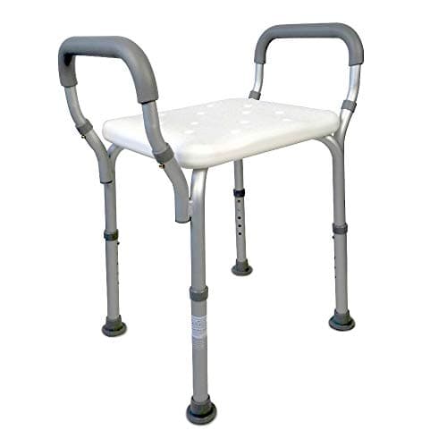 Mobiclinic, Sgabello doccia, Acueducto, Marchio europeo, Bagno regolabile in altezza, Sedia per anziani, Braccioli, Resistente, Antiscivolo, Colore grigio
