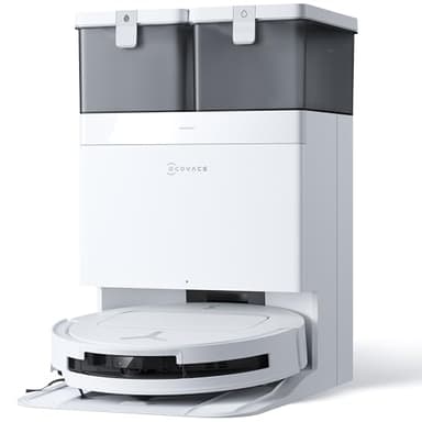 ECOVACS DEEBOT T50 OMNI Robot Aspirapolvere Lavapavimenti, 15000 Pa, Spazzola Laterale Estensibile e Lavapavimenti, ZeroTangle 2.0, lavaggio con acqua calda a 75 ℃, Ultrasottile 81 mm, Bianco