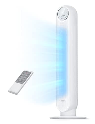 Dreo Nomad One Tower Fan with Remote, 24ft/s Velocity Quiet Cooling Fan, 90° Oscillating 4 Speeds, Modes, 8H Timer, Bladeless Standing Floor Fans, White