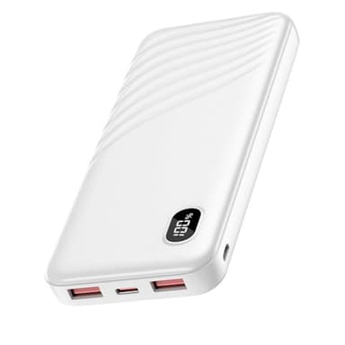 Thunelec Power Bank, 10000mAh Leggero Powerbank, 22,5W/3A Ricarica Rapida Caricabatteria Portatile con PD QC 3.0 Batteria Esterna, 4 Porte (output ＆ input) con LED Display per iOS Android Bianco