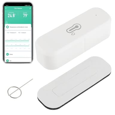 EPLZON Termometro igrometro WiFi intelligente, sensore di temperatura e umidità per interni ed esterni, con monitoraggio tramite app remota compatibile Alexa/Google Assistant(1 Confezione)