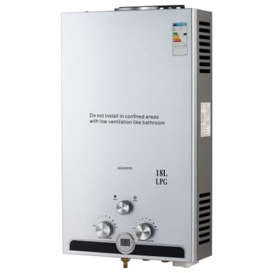 CO-Z Scaldabagno a Gas GPL 18L con Modalità Inverno ed Estate Caldaia a Gas GPL da 30.6 kW a Parete senza Serbatoio Scaldacqua Istantaneo Automatico con Anima in Rame e Display a LED (18L)
