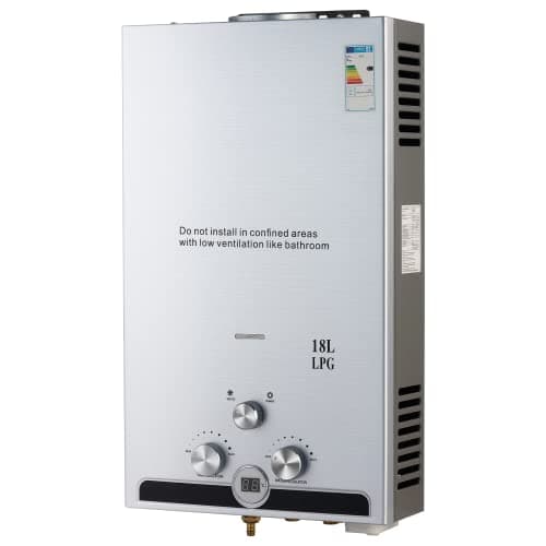 CO-Z Scaldabagno a Gas GPL 18L con Modalità Inverno ed Estate Caldaia a Gas GPL da 30.6 kW a Parete senza Serbatoio Scaldacqua Istantaneo Automatico con Anima in Rame e Display a LED (18L)
