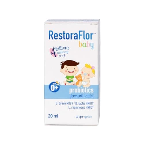 Fermenti Lattici Neonati Gocce Restoraflor Baby - 4 Miliardi di Probiotici per Bambini 0+ Anni per Intestino - Solo 1 ml al giorno - Senza Coloranti e Conservanti