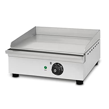 VERTES Piastra per griglia elettrica professionale, potenza 1700 watt, alloggiamento in acciaio inox, temperatura regolabile da 50 a 300°C, griglia plancha elettrica con superficie liscia 40x27cm