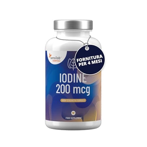 Iodio compresse 200 mcg - Capsule di Ioduro di Potassio per il Supporto della Tiroide e del Sistema Nervoso - 120 Pillole Iodio de Sensilab - Fornitura per 4 mesi