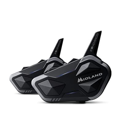 Midland BTR1 Advanced Twin C1529.01, Interfono Moto Bluetooth Doppio, Auricolari Casco Impermeabili IPX6, Cancellazione Rumore, Fino a 4 Persone, Batteria 23h, Portata fino 1.2Km