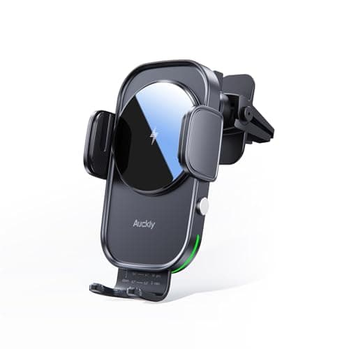 Auckly Caricatore Wireless Auto 15W, [Bloccaggio Automatico 270°], Ricarica Wireless Auto, Griglia di Aerazione, per iPhone 11 12 13 14 15 16 Serie & Samsung S24 S23 S22 ecc. Ricarica rapida, Nero