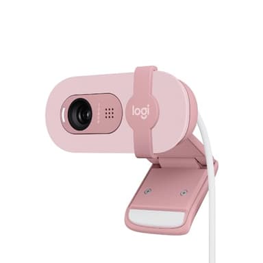 Logitech Brio 100 Full HD per riunioni e streaming, bilanciamento automatico illuminazione, microfono integrato, copriobiettivo, USB-A per Microsoft Teams, Google Meet, Zoom ecc - Rosa