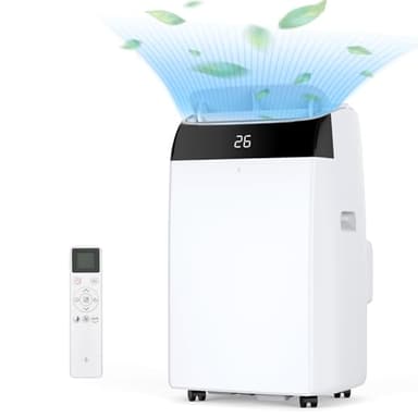 Condizionatore Portatile 12000 BTU/H, Climatizzatore Portatile 3-in-1, Funzione Seguimi, Ventilatore, Deumidificazione, Ventilazione con Telecomando, Timer 24H, Modalità Sleep (12000 BTU)