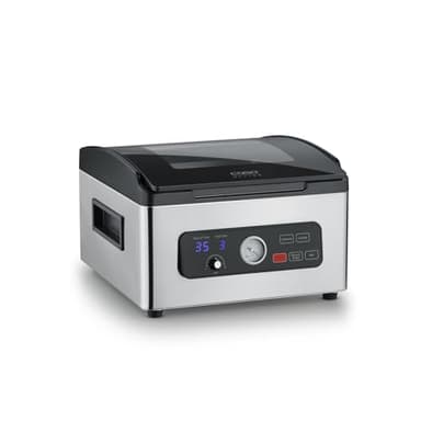 CASO VacuChef 700 - Vuoto a camera, in acciaio inox da 8 l, potente pompa professionale da 70 litri/minuto, coperchio in vetro temperato, per alimenti duri, morbidi, secchi/liquidi