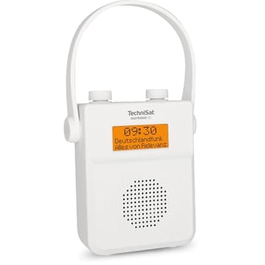 TechniSat DIGITRADIO 30 - Radio da doccia impermeabile DAB+ (FM, radio digitale DAB, batteria integrata, Bluetooth, impermeabile secondo IPX5, sveglia, memoria preferita, porta cuffie), bianco