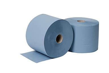 DJGroup Tricel 2631 - Rotolo di 2 Panni per la Pulizia, in Tessuto Riciclato a 3 Strati, 24 cm x 380 m, Colore Blu