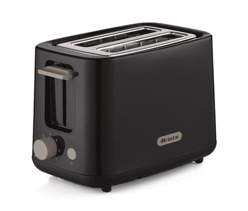 Ariete 157 Tostapane Breakfast, 760W, Capacità 2 fette di pane, Pinze in acciaio inox, 7 livelli di doratura, Pulsante stop, Tocco freddo, Dark & Sahara Grey