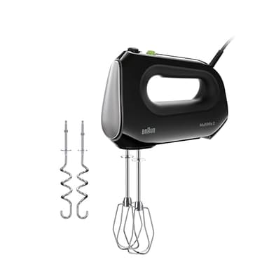Braun MultiMix 2 HM 2110 BK, Mixer Elettrico Silenzioso con Tecnologia FastMix, 4 Velocità + Turbo, Easy-Click, 2 Fruste e 2 Impastatori Lavabili in Lavastoviglie, 500W, Nero